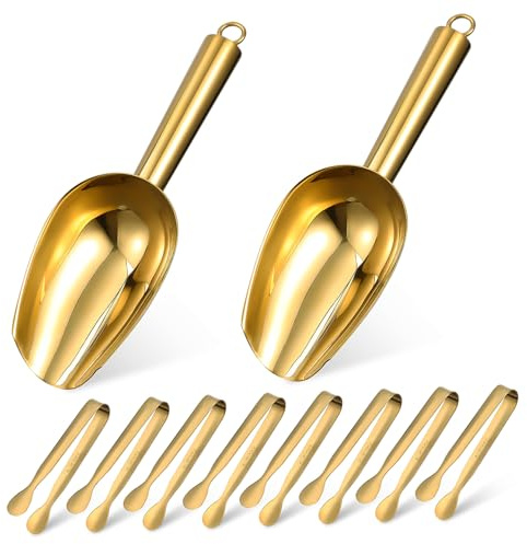POPETPOP 2 pièces Set à Glace Inox et Pinces à Glaçons Ergonomiques Antirouille pour Congélateur Cuisine Bar Fête