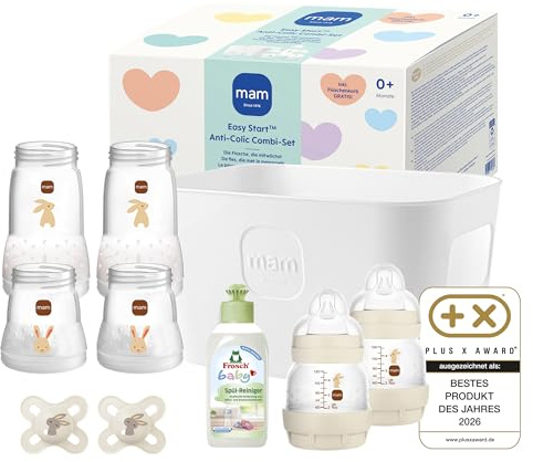 MAM Easy Start Anti-Colic-Set, 0+ Mon, Baby Geschenk, beige