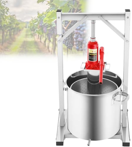 LjyAeono Pressoir à Fruits, Pressoir à Vin, Pressoir Manuel MéNager, Pressoir à Cidre en Acier Inoxydable avec SystèMe Hydraulique, pour La Fabrication De Cidre, De Vin Et De Cidre 22L