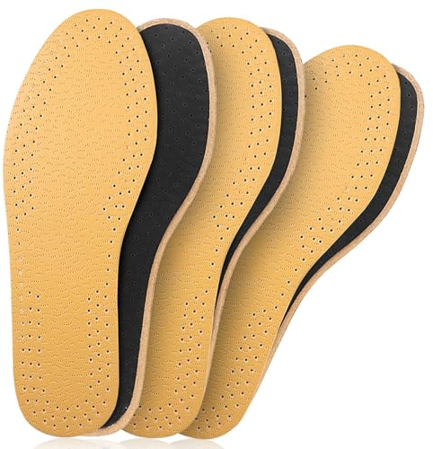 AMFUN 3-pack läderinnersulor, lädersko innersula för män och kvinnor, stötdämpande och anti-svettskoinsatser, luktabsorberande komfortsulor (45-46 EUR - 11-12 UK)