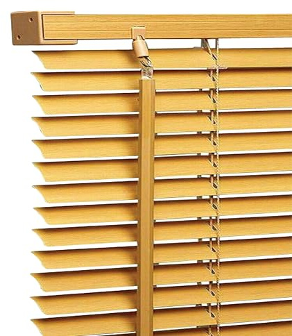Ev Dekor PVC Window Venetian Blinds 25mm Slats – Wood grain Effect PVC Venetian Blind Shades Easy Fit Curtains Trimmable Windows Treatment Shutters Complete Child Safe Fittings Teak 90 W x 213 Lcm