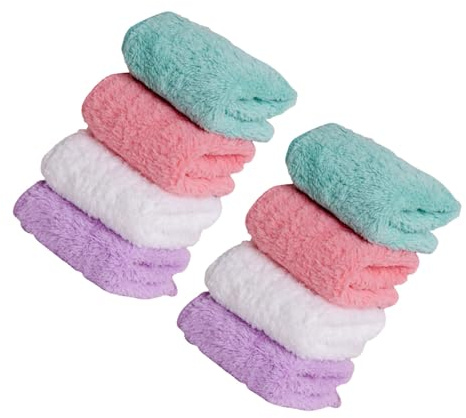 DECHOUS Serviettes pour Garçon et Filles en Tissu Épais et Résistant Décoloration, Lot de 8 Serviettes Absorbantes pour Visage et Salive avec Crochet, pour Bébés