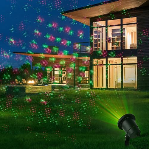 Projecteur De Lumière De Noël, Lumière De Scène LED for Fête De Noël, Projecteur D'étoiles De Ciel En Mouvement, Éclairage De Paysage Rouge Et Vert Pour Jardin (Noir)