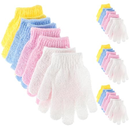 VALICLUD 16 Pares Guantes de Baño de Nailon Exfoliantes Guantes de Ducha de Doble Cara para Masaje Corporal Reutilizables Perfectos para Baño y Spa