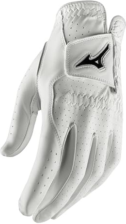 Mizuno Mens Pro Leather Golf Glove, Left Hand White/Black, Medium