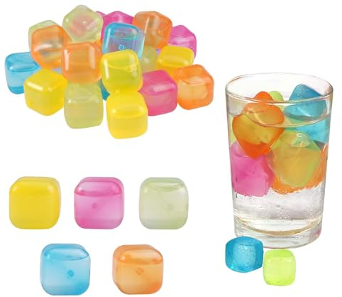 24 Pcs Fake Ice Cubes, 25mm Plastic Ice Cubes for Cocktails Drinks | Reusable Ice Cubes for Drinks, Ideal for Summer BBQ’s, Vase Fillers, Party & Wedding Decor and Photography Props