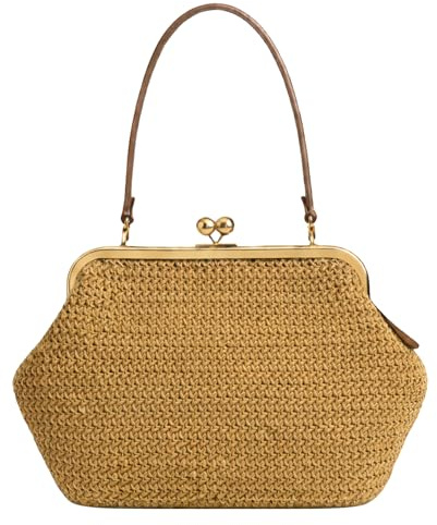 AMZLORD Sommer-Regenbogen-gewebte Tasche for Damen, große Kapazität, Schnallentasche, stilvolle gestreifte Strandtasche, modisch for Strand, Urlaub, Shopping, Picknick & den täglichen Sommer-Look