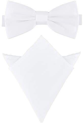 Ladeheid Herren Schmale Fliege & Einstecktuch Set M/P (12cm x 6cm, 22cm x 22cm)