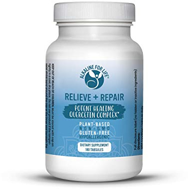 Alkaline for Life Quercetin 1000mg Tablets – Quercetin Dihydrate with Pomegranate + OPC Grape Seed Extract, Antioxidant Supplement, Water Soluble, Plant Based, Non GMO, 180 Tablets