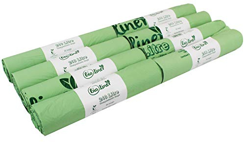 80 x 240L BioLiner Compostable Bags for Large Wheelie Bins (8 rolls) Food Waste Bin Liners - EN 13432 - Compostable 240L Large Wheelie Bin/Dustbin Bags with Composting Guide