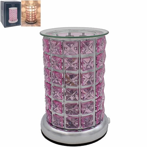 The Leonardo Collection Desire Aroma Wax/Oil Burner Lamp CRYSTAL (Silver & Pink), Medium, JNS_472232