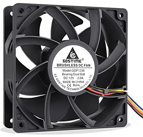 GDSTIME Lüfter 120mm PWM Dual Kugellager 12V Lüfter 120x120x38 4pin Gehäuselüfter 120mm PWM 4pin 5300 U/min Kühlung Fan für PC Netzteil Server Schrank Wechselrichter PSU