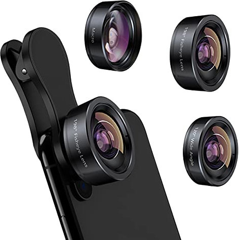 KEYWING Phone Camera Lens 3 in 1 Phone Lens Kit, 198 Fisheye Lens + 120 Super Wide-Angle Lens + 20x Macro Lens for iPhone Samsung Android Smartphone