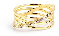 SINGULARU - Anillo Comete- Anillo de Plata de Ley 925 con Acabado Baño de Oro de 18 Kt. - Joyas para Mujer - Hecho en España - Varios Acabados y Tallas