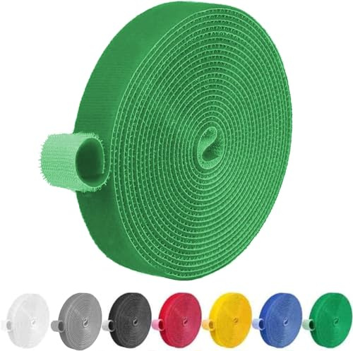 IFNOW Hook and Loop Tape 32FT Reusable Fastening Tape Cable Ties Double-Sided Hook-and-Loop Cable Management Tie (Green, 0.8IN)