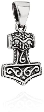 NKlaus Kettenanhänger Thors Hammer 925 Silber 19x13mm Silberanhänger Wikinger Amulett 10171
