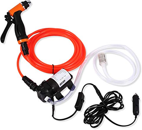 Car Pressure Washer Kit, 12v with Sprayer Gun Portable Car Jet Wash Washing Kit Garden Washing Pump Set, for Door Window Car Tire Camping Washing