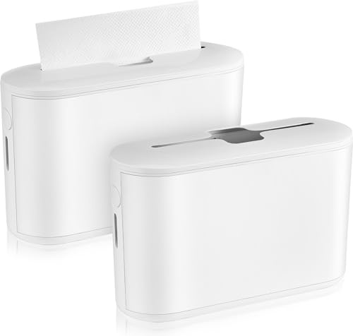 Mifoci 2 Pcs Paper Towel Dispenser Countertop Bathroom Multifold Hand Paper Towel Holder Dispenser for Toilet Bedroom Kitchen(White)