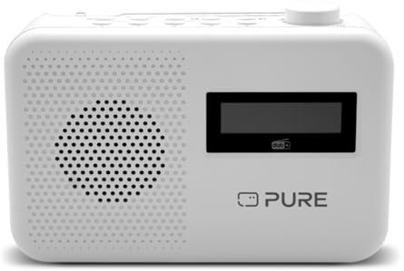 Pure Elan One2 portable DAB+/FM radio with Bluetooth 5.1 (LCD display, 10 preset buttons, can run with 4xAA batteries) Cotton White