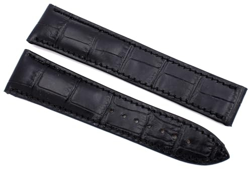 Sulla RIOS1931 Leder Uhrenband mit Alligatorprägung kompatibel mit Omega Faltschließe Weiße Naht