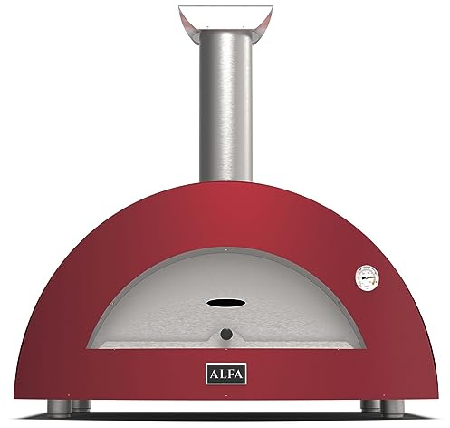 Alfa Forni Barbecue a carbone di Marca Modello Moderno 3 Pizze Legno Antique Red