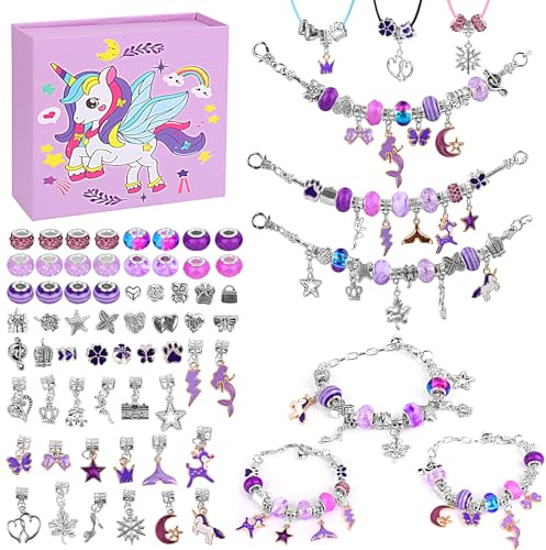MXTIMWAN Kit per Braccialetti Bambina, Regalo Bambina 5 6 7 8 9 10 Anni, Kit Giochi Crea Braccialetti Fai Da Te, Kit per Creare Braccialetti con Ciondoli per Natale, Compleanno