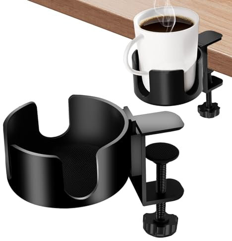 2 Pcs Universal Cup Holder for Desk Table, Adjustable and Mobile, Clip Cup Holder for Bottle, Coffee Cup, Water Cup, 9.5 cm Diameter, Maximum Load Capacity 5 kg/11 lb