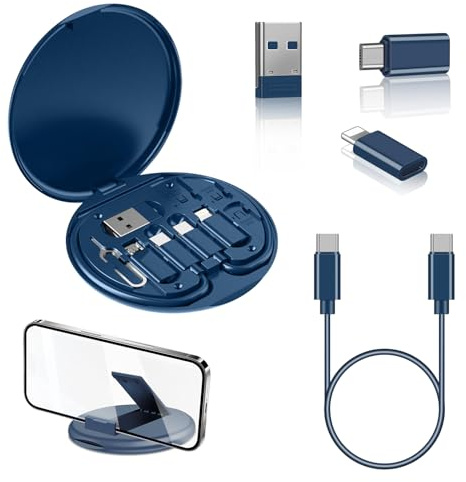 Coolden USB-C Kabel Kit 60W - Multi Datenkabel Speicherbox mit Lightning, Micro und USB-C Adapter für Handys, Kameras und mehr