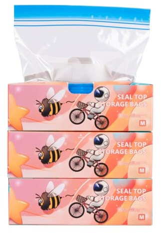 TAIYUNWEI 75 Pieces Reusable Freezer Bags (75 Pack-Medium) | Food Storage Seal Zip Lock Sandwich Bags for Meat, Fruits, Vegetables, Grains, Sandwich, Nuts