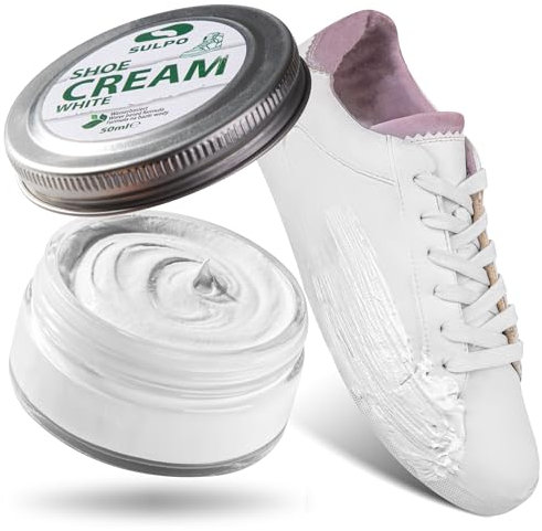 SULPO Schuhcreme weiß - Shoe Cream - Schuhputzcreme - Ledercreme Lederbalsam Glattleder - Wasserbassiert - Farbe auffrischen - Lederpflege - Echt und Kunstleder - 50ml