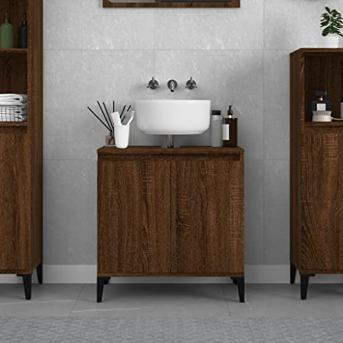 CFODOJ Möbelstück Waschbeckenunterschrank Braun Eiche 58x33x60cm Holzwerkstoff