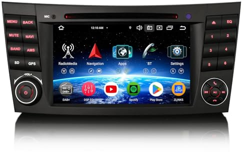 Erisin 7 8 Núcleos 4GB+64GB Android 16 Radio Coche Bluetooth GPS Navegación para Mercedes Benz Clase E W211 CLS W219 CarPlay Android Auto WiFi 4G DSP Dab+ OBD2 CD DVD FM RDS Pantalla IPS Canbus