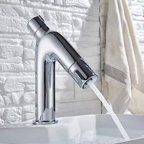 Robinets de lavabo thermostatiques chromés, robinet mitigeur d'eau chaude et froide pour salle de bain, robinet de lavabo, robinet de lavabo à trou unique, robinets de grue, robinet de salle de b