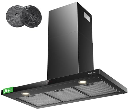 GASLAND TR90BS A++ Dunstabzugshaube 90cm Umluft, Wandhaube 881m³/h mit CF176 Aktivkohlefilter Touch-Bedienung 4 Stufen Inkl. Booster Abluft Wandmontage Abzugshaube