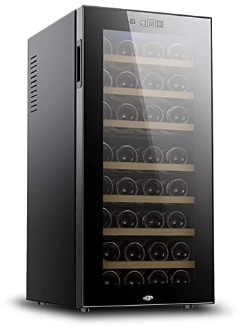 Refrigeradores enfriadores de vino de 78 litros Refrigerador rápido para 32 botellas Refrigerador para vino con poco ruido y sin niebla Vidrio espejo Protección templada de doble capa Iluminación LED