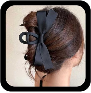 Allereya Schwarzer Bogen Haarspange Bogenkralle Clip Satinschleife Haarkralle Bogenknoten Haarkralle Barrette Dicke Lockige Haarspange Bogenhalter Haarspange Dekorative Haarschmuck Schmuck Für Frauen