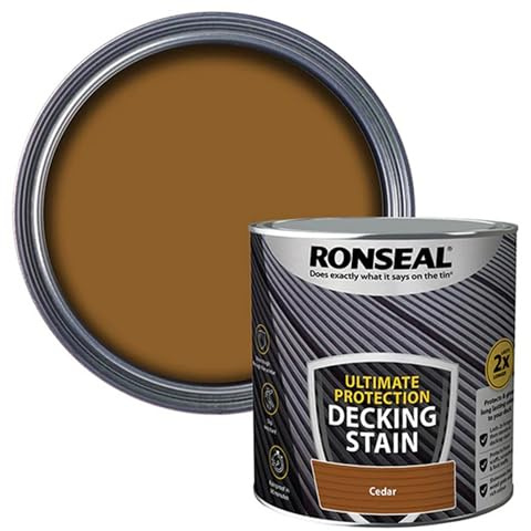 AOC24 - Decking Stain Paint Cedar 2.5L - Slip Resistant Ultimate Protection - Use On Exterior Hard/Wood Softwood Paint - Protects from Scuffs, Scratches and Foot Traffic