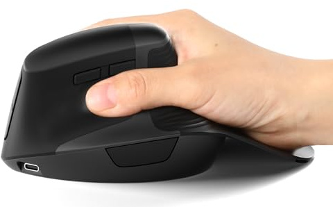 Seenda MOE302 Vertical Ergonomic Mouse with Palm Rest, Rechargeable Wireless Mouse for Wrist Pain Relief, One-Click Desktop Shortcut, Silent Click, 4 DPI, USB & Type-C Receiver, for Laptop & PC(Black)