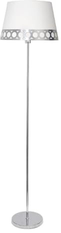 VoltShine Pie salón - pie de salón Dalia, base blanca y plata, altura 165 cm, ancho y profundidad 40 cm, compatible con bombillas E27