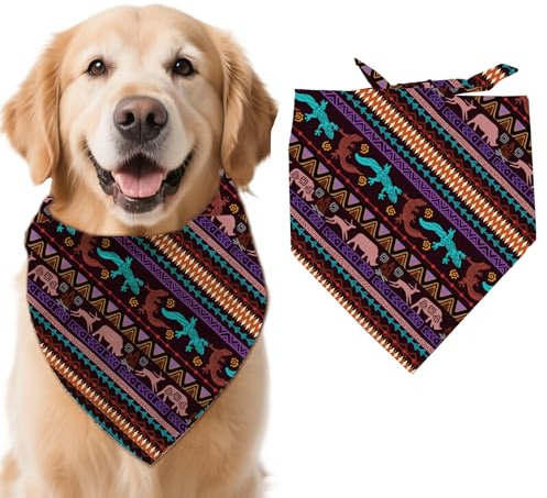 arricraft 1 Stück Hundehalstuch Im Azteken Stil 78x39cm (30.7x15.35 Zoll) Western Muster Dreieckig Verstellbar Bequem Waschbar Baumwollschal Halstuch Für Große Hunde