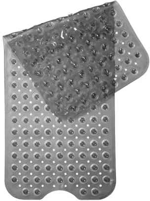 Alfombra Antideslizante para Bañera y Ducha 100x40cm, 200 Ventosas Ultra-Fuertes, Material Suave Antibacterial, Lavable a Máquina, Color Anti-Manchas, Seguridad Familiar (Gris)