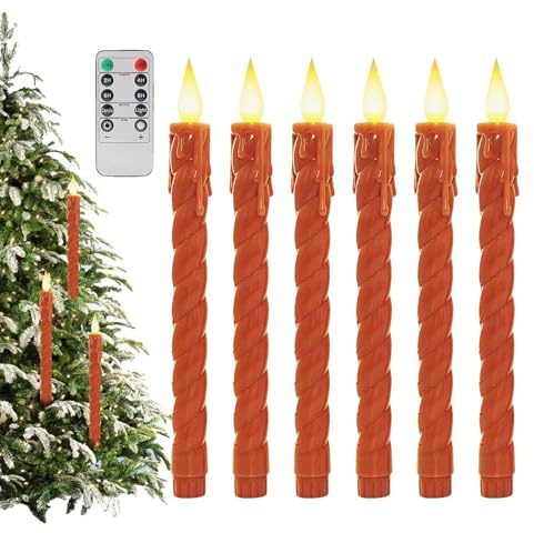 Frompioni delle candele a LED - Velas cónicas sin llama que parpadean | Ángulos a pilas con luz | 6 piezas Suministros de iluminación de ambiente para fiestas en banquetes pe