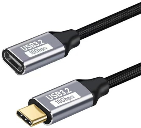YCSONLY 1M USB 3.2 Gen2 Type-C Extension Cable, 10Gbps 100W 4K@60Hz, 24Pin Male to Female Cord, Nylon Braided for Switch Laptop Monitor & Projector