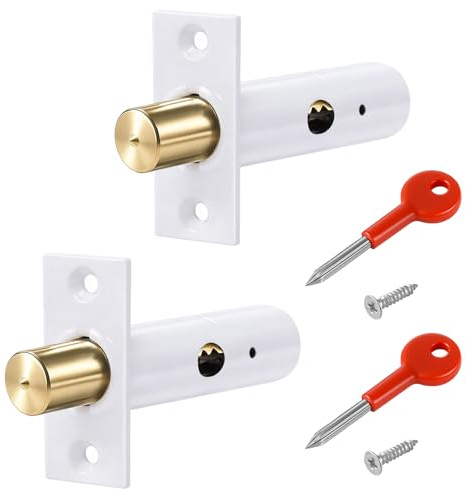 2 Pack Mortice Door Latch | Internal Door Bolts Doors Catch Internal Doors Lock with 2 Star Keys for Doors and Windows(White)