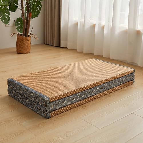 Bärbar hopfällbar japansk madrass tjock mjuk campinggolvmatta för resor och gäster (grå 60 x 180 x 5 cm) andningsbar bekväm sovdyna för hem och utomhusbruk
