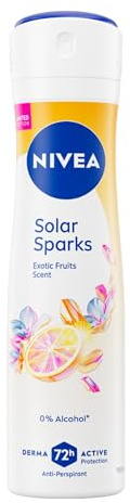NIVEA Deodorante Spray Solar Sparks 150 ml, Deodorante donna al profumo di Frutti Esotici, Deo spray antitraspirante per una protezione 72h, Delicato, Senza alcool, Tutti i tipi di pelle