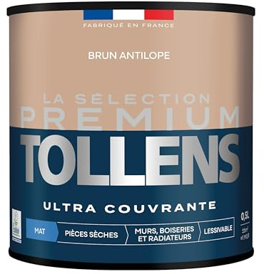 Tollens - Peinture Couleur - Murs, Boiseries & Radiateurs - La Sélection Premium - Pièces sèches - Ultra couvrante - Résistante - Ultra rapide - Ecolabel - Mat - BRUN ANTILOPE - 0L5 = 6m²