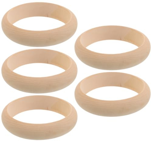 OSALADI 5 st träarmband för hantverk, 71 mm innerdiameter, 85 mm ytterdiameter, obehandlade naturliga runda träcirklar för konsthantverksprojekt, DIY-smyckestillverkning, målning, makramévävning