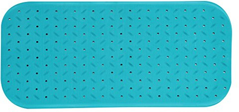 MSV Premium Duschmatte Badematte Badewannenmatte Badewanneneinlage antibakteriell rutschfest mit Saugnäpfen-Hellblau-duftet nach Rosen-ca. 36 x 97 cm-waschbar bei 60° Grad, Blue