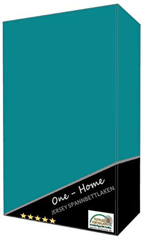 one-home Spannbettlaken Spannbetttuch Petrol blau 90x200 cm - 100x200 cm Jersey Baumwolle
